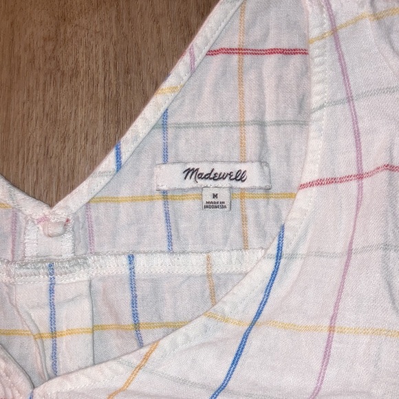 Madewell linen top with rainbow checker pattern size M - Picture 3 of 6